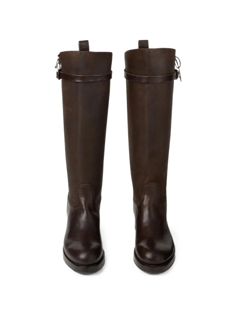 Ralph Lauren Collection Ward buckle-strap leather knee-high boots Bruin