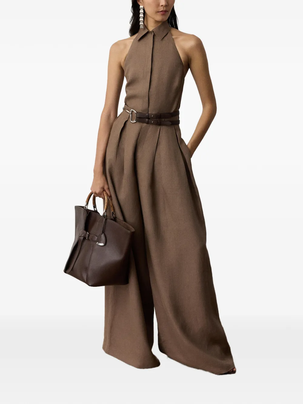 Ralph Lauren Collection Eldred top met halternek en open rug Bruin