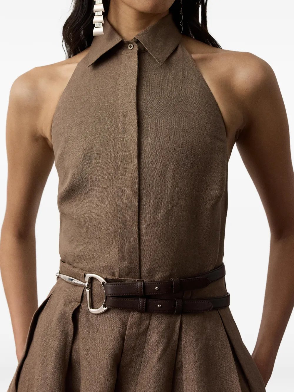 Ralph Lauren Collection Eldred top met halternek en open rug Bruin