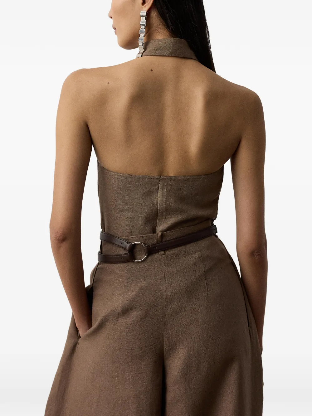 Ralph Lauren Collection Eldred top met halternek en open rug Bruin