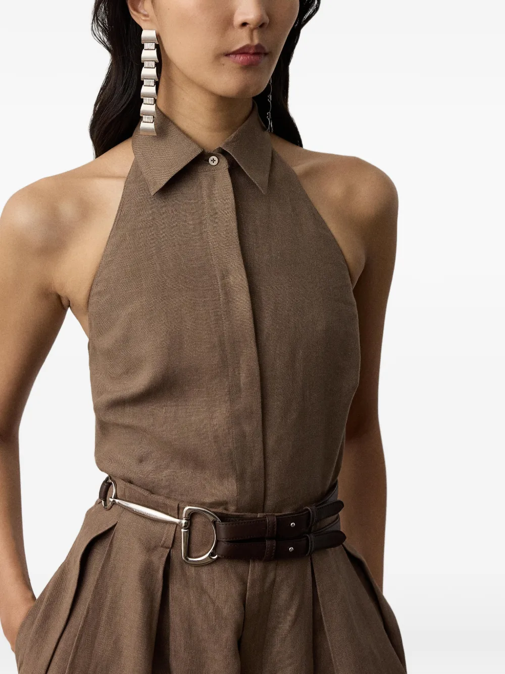 Ralph Lauren Collection Eldred top met halternek en open rug Bruin