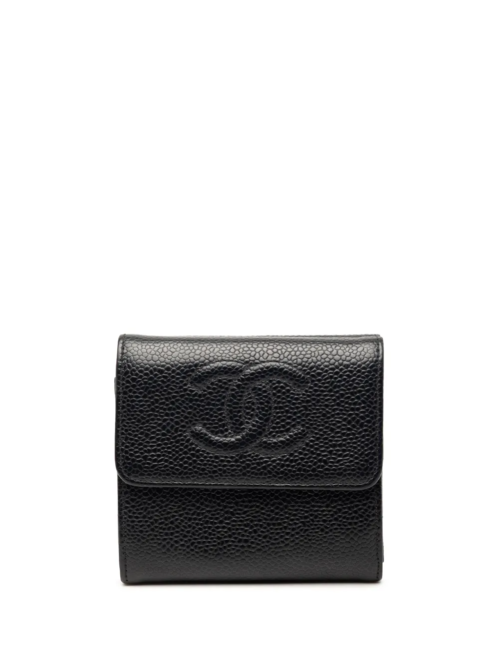 CHANEL Pre-Owned 2002-2003 CC Caviar Trifold Wallet small wallets - Schwarz