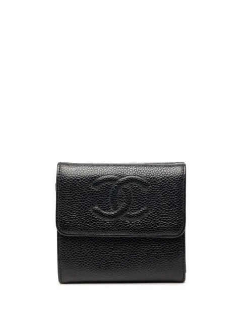 CHANEL Pre-Owned 2002-2003 CC Caviar Trifold Wallet small wallets