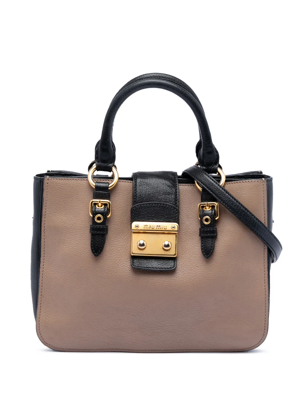 Miu Miu Pre-Owned 2010-2026 Bicolor Goatskin Madras satchel - Marrone