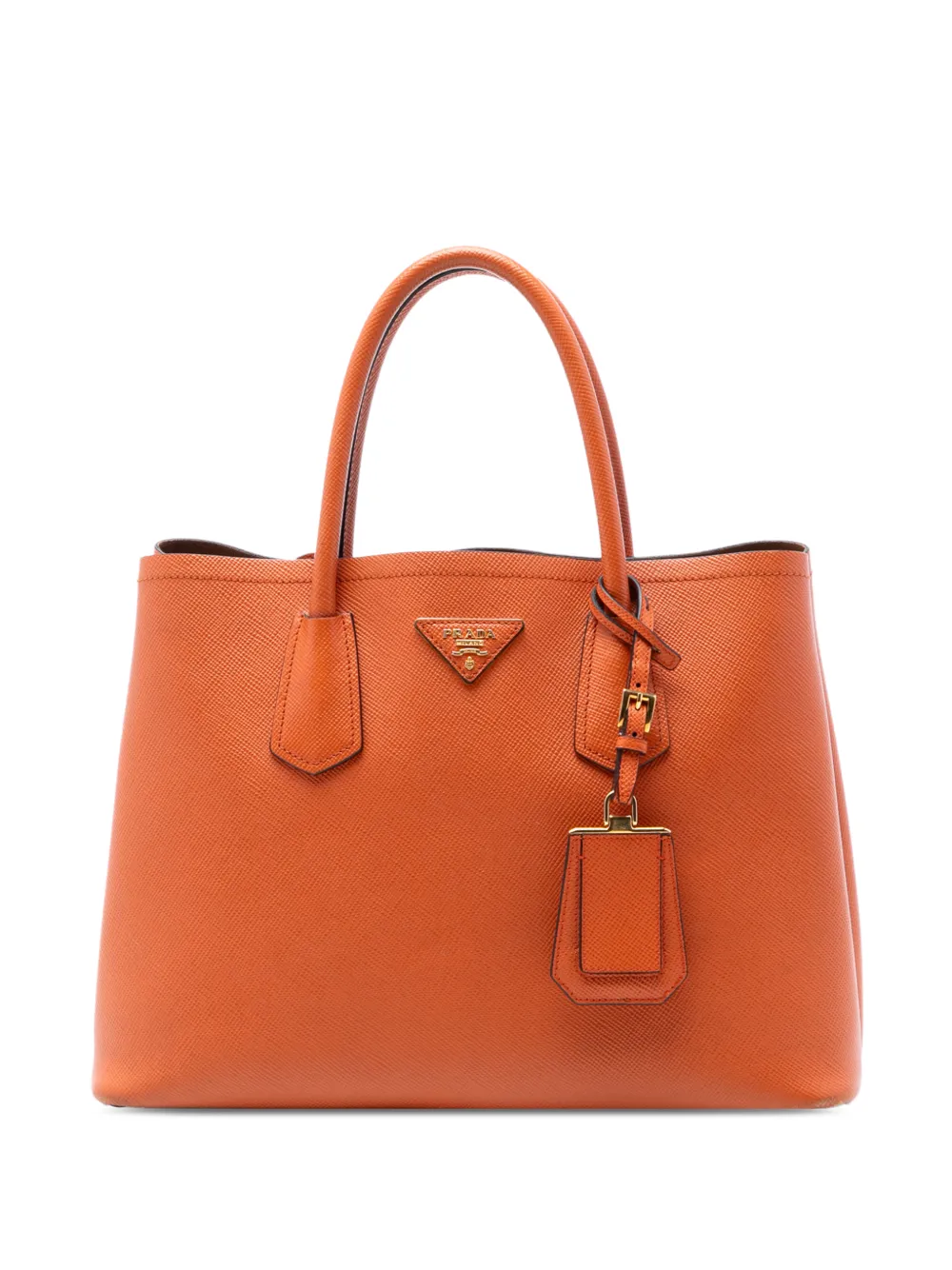 Prada Pre-Owned 2013-2025 Medium Saffiano Cuir Double satchel - Arancione