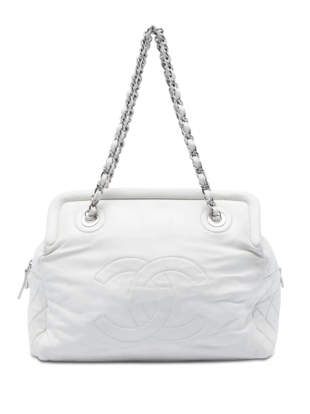 CHANEL Pre-Owned 2009-2010 CC Lambskin Frame tote bag - Bianco