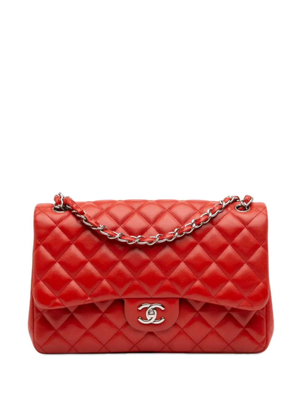 CHANEL Pre-Owned 2011 Jumbo Classic Lambskin Double Flap shoulder bag - Rosso