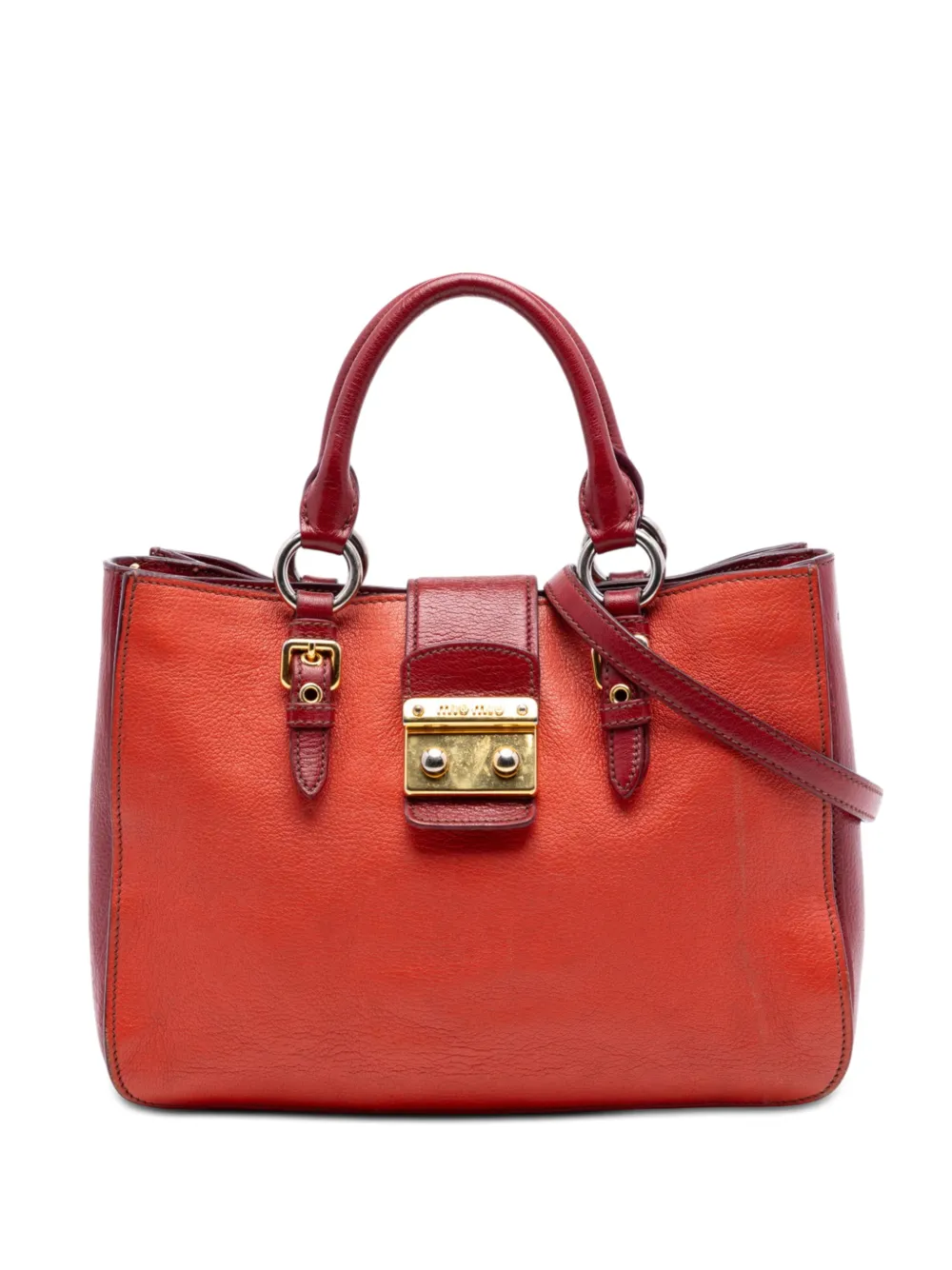 Miu Miu Pre-Owned 2010-2025 Bicolor Goatskin Madras satchel - Arancione