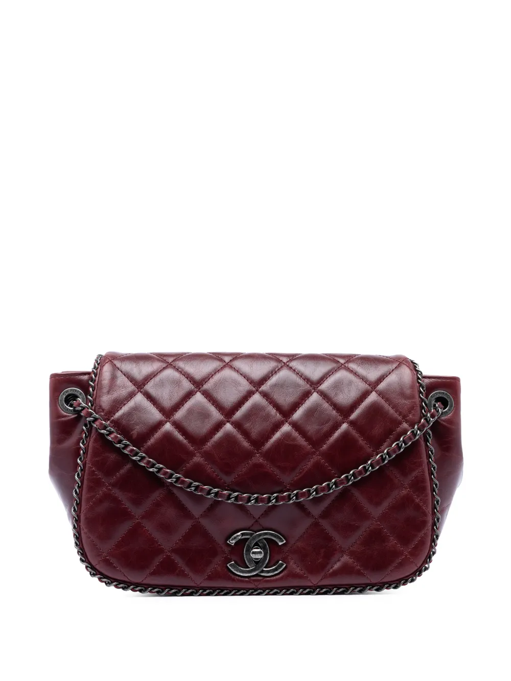 CHANEL Pre-Owned 2015-2016 Small Quilted Calfskin CC Enchained Accordion Flap crossbody bag - Rosso