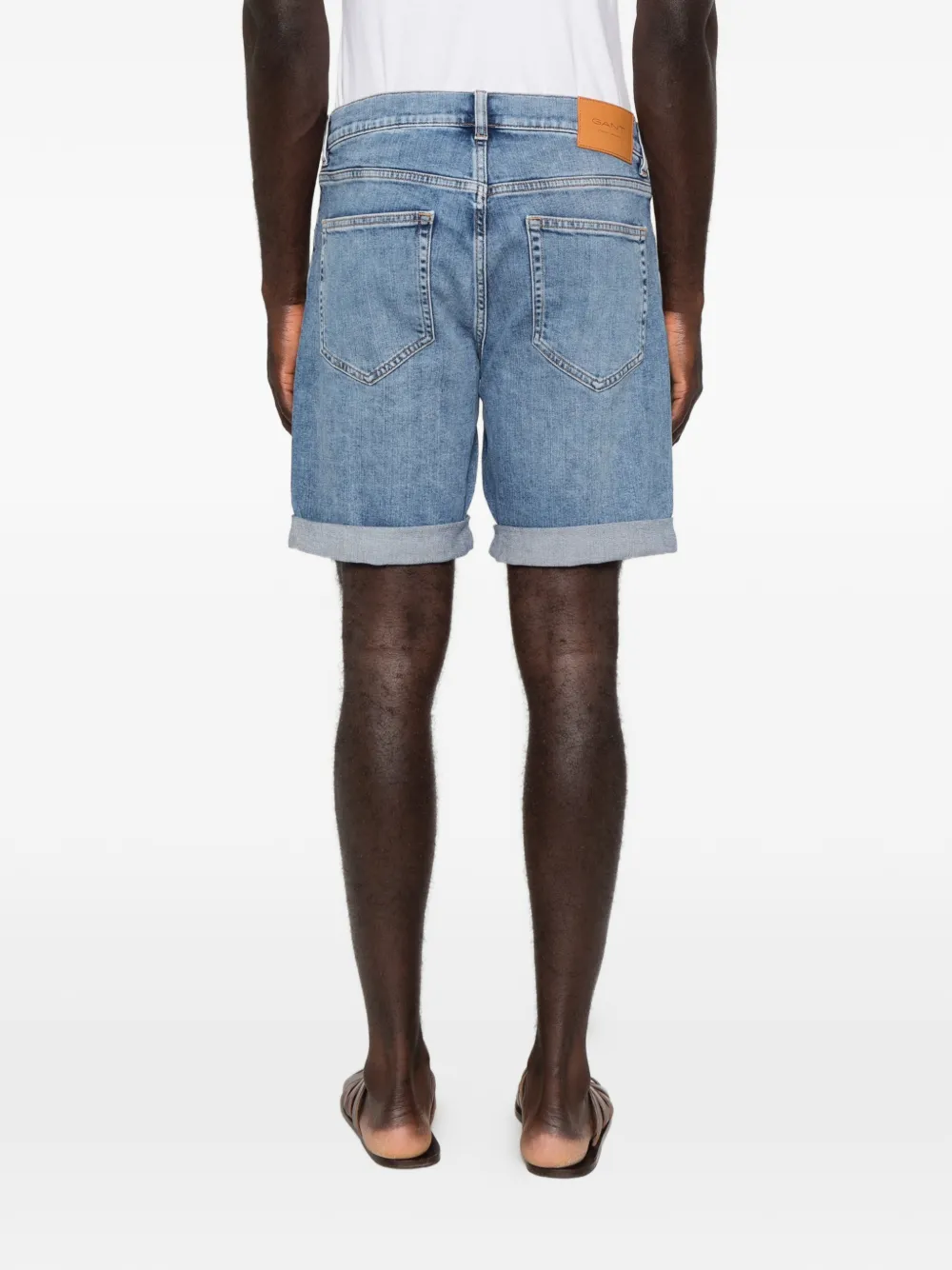 Gant Denim shorts met opgerolde zoom Blauw