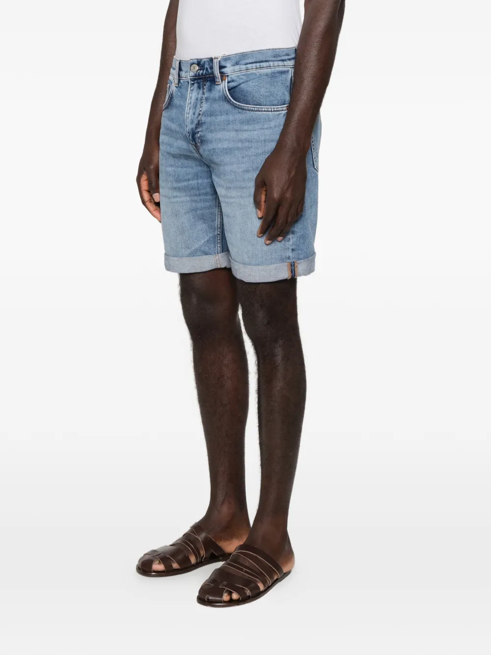 Gant Denim shorts met opgerolde zoom Blauw