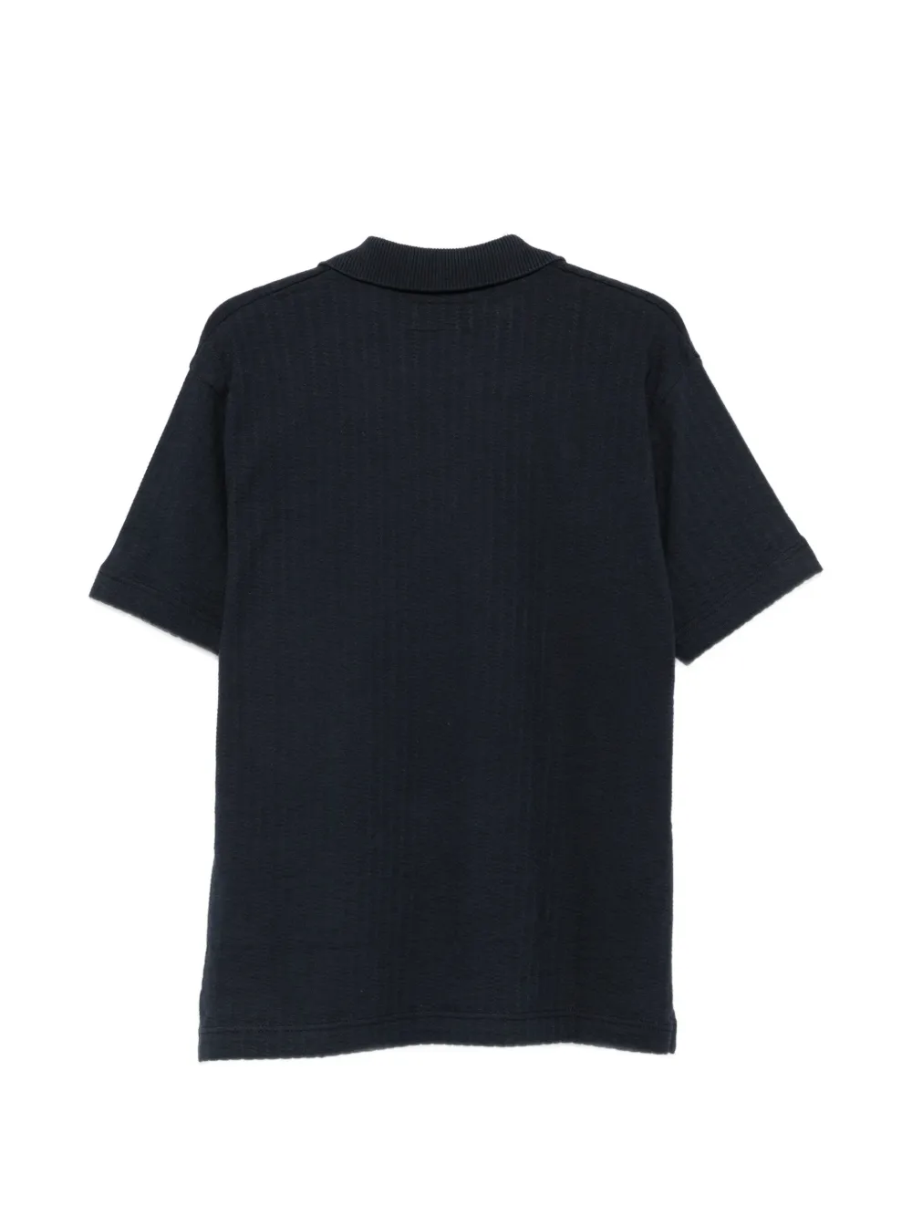 Marc O'Polo Ribgebreid T-shirt met open kraag Blauw