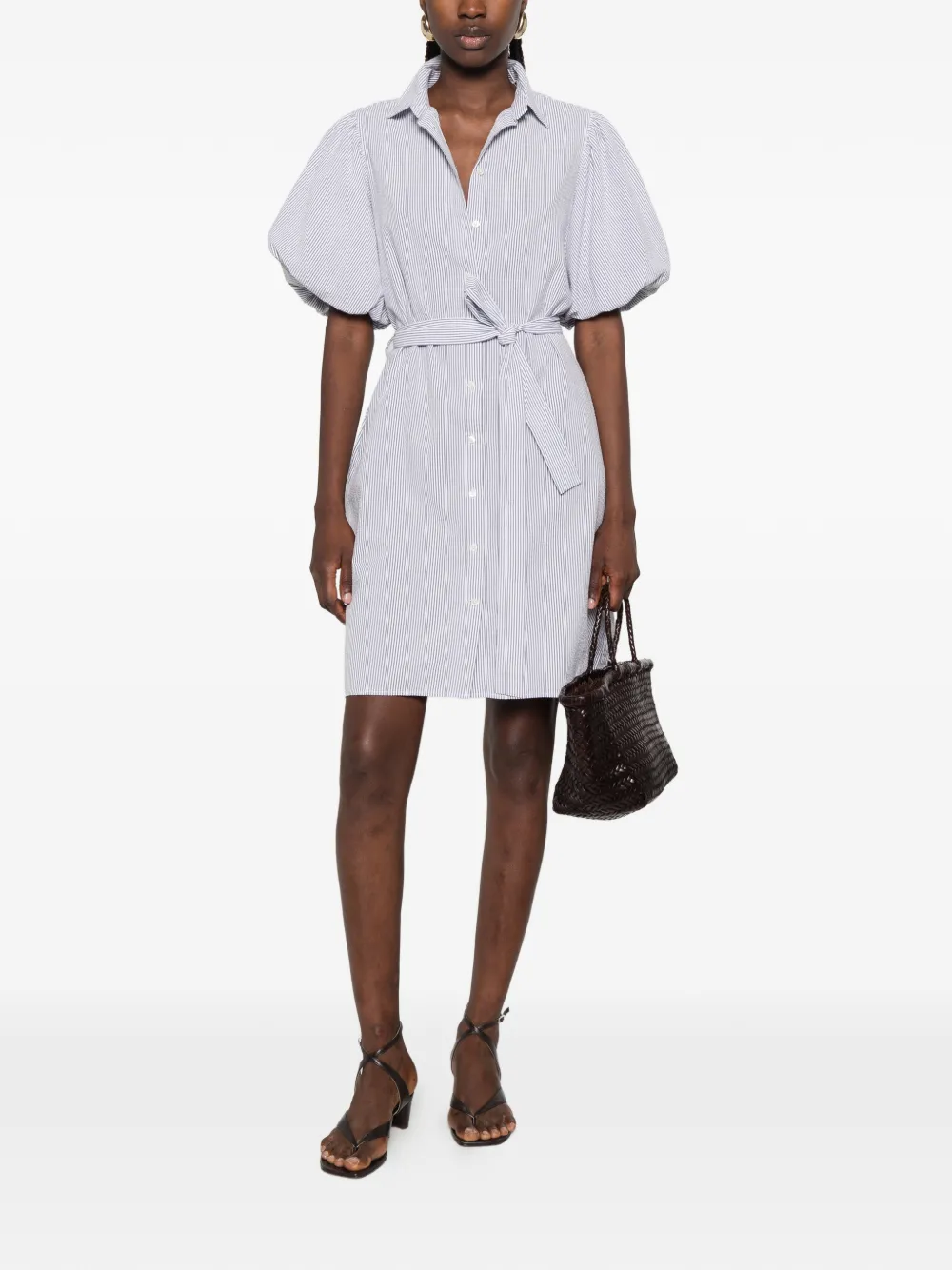 Gant Midi-jurk met ballonmouwen Wit