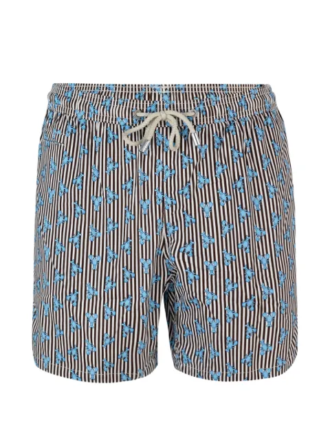 MC2 Saint Barth lobster-print striped swim shorts