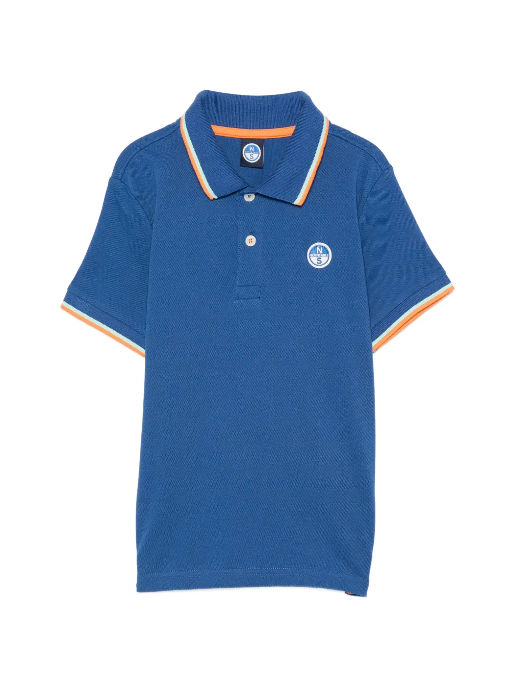 North Sails Kids logo-patch tipped polo shirt - Blu