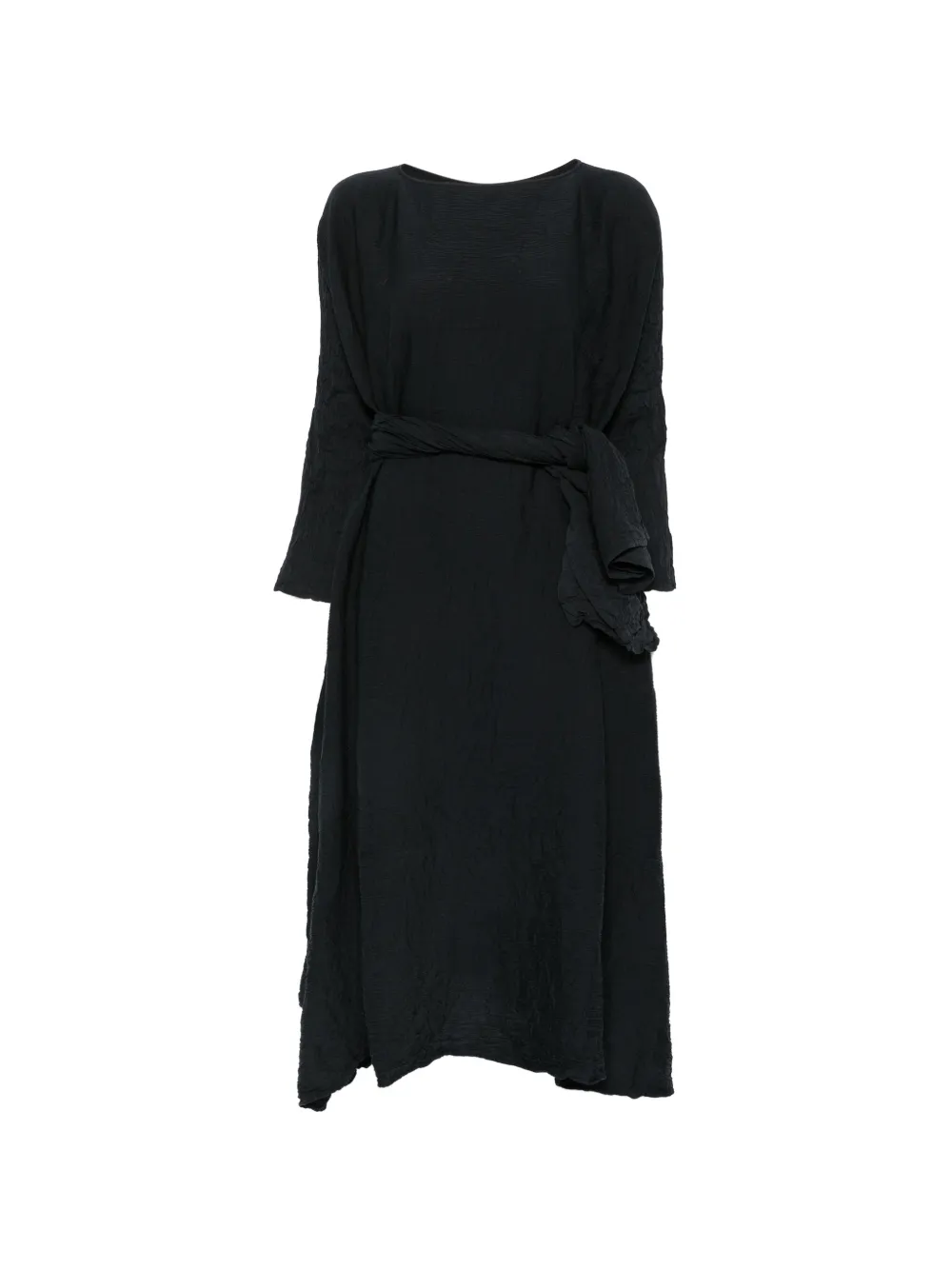 Daniela Gregis belted crinkled-finish midi dress - Nero