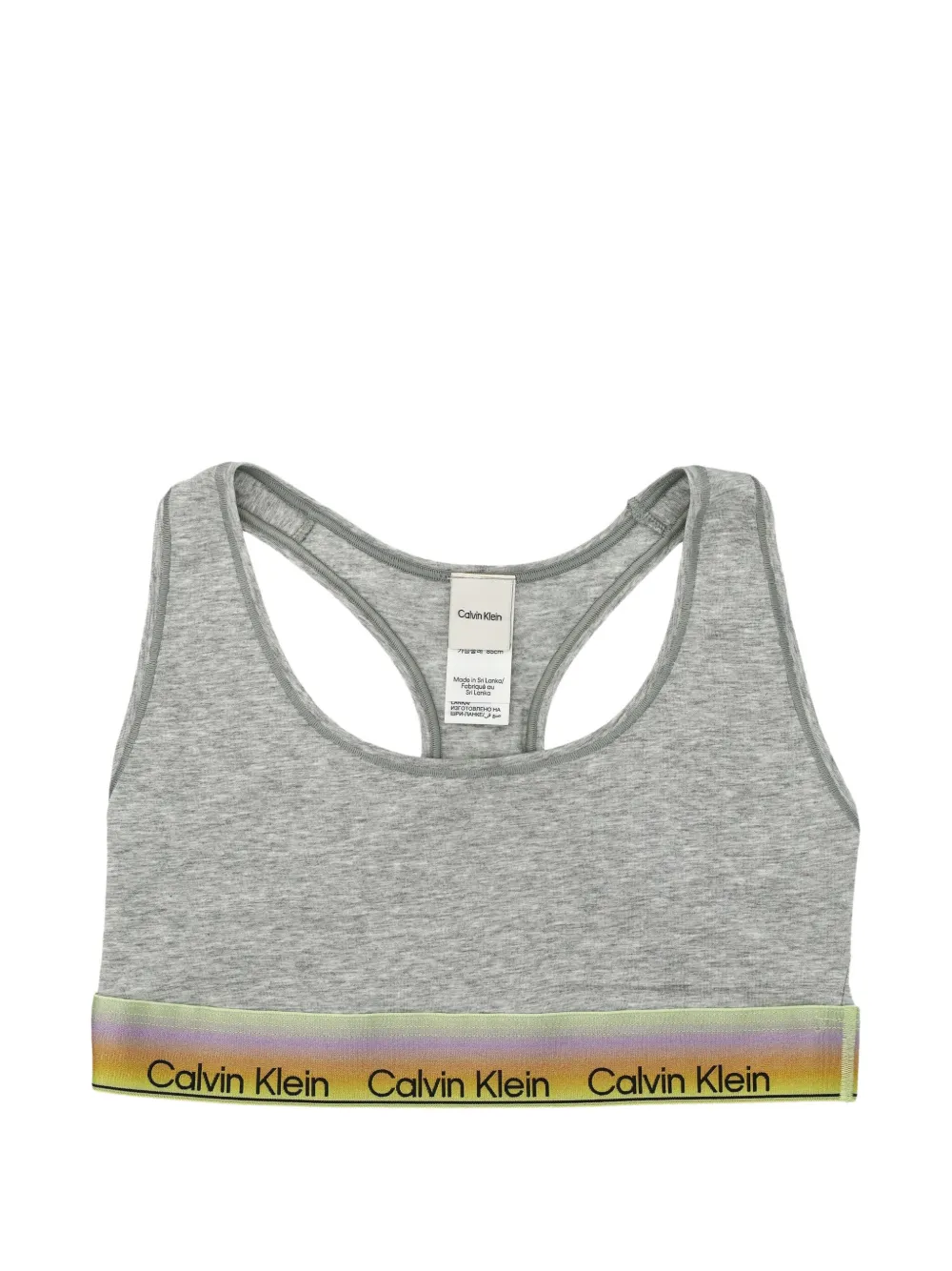 Calvin Klein logo-band racerback bralette - Grigio