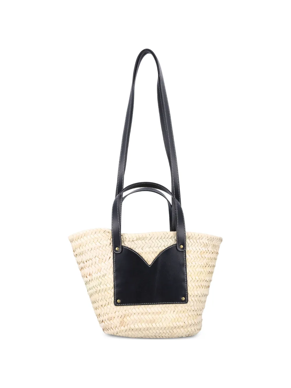 Sessùn leather-trim woven tote bag - Nude