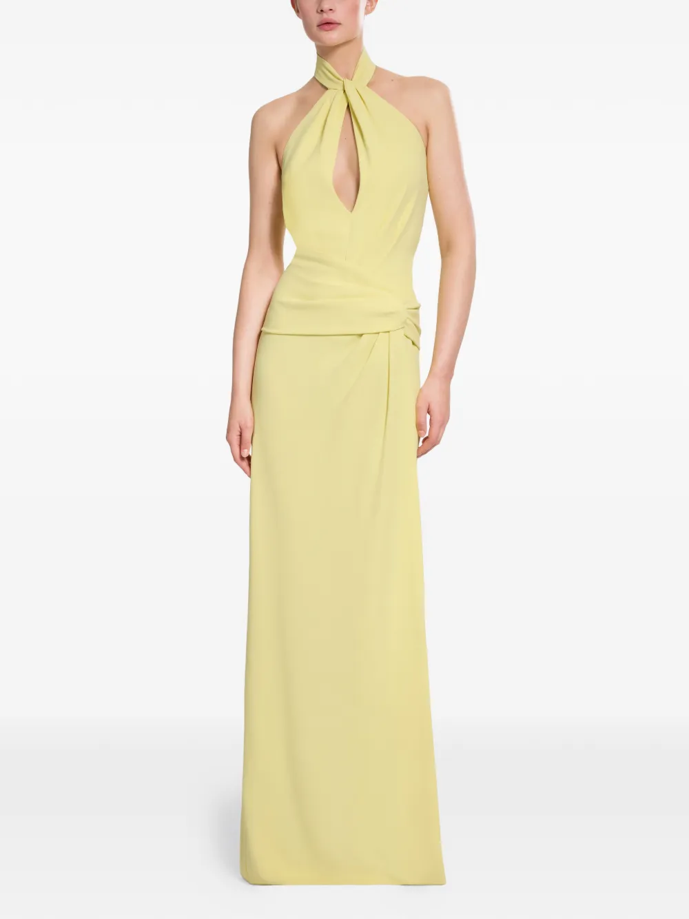 Elie Saab Halterneck Twisted-waist Maxi Dress in Yellow, view 2