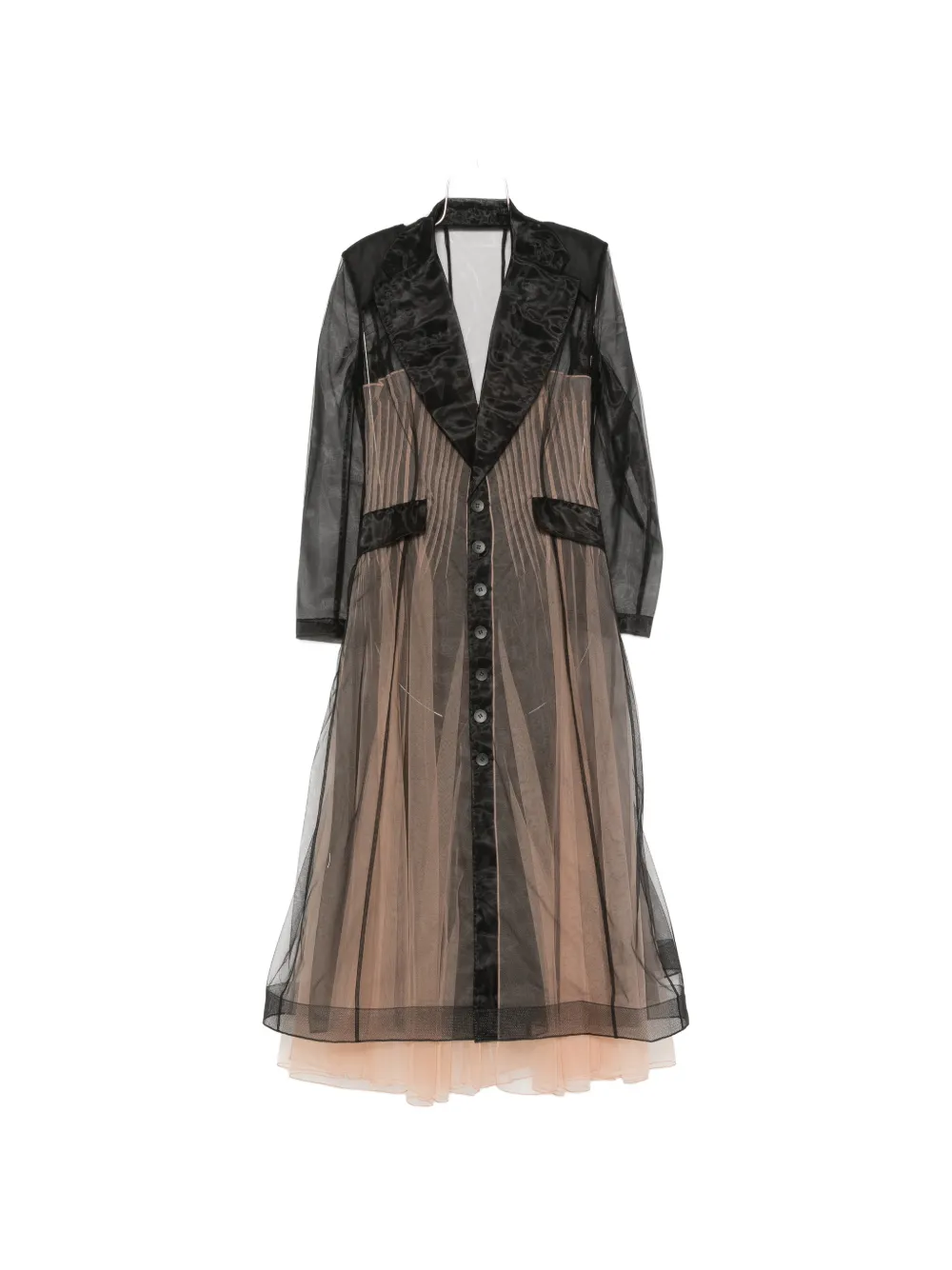 Quetsche sheer pleated coat - Nero