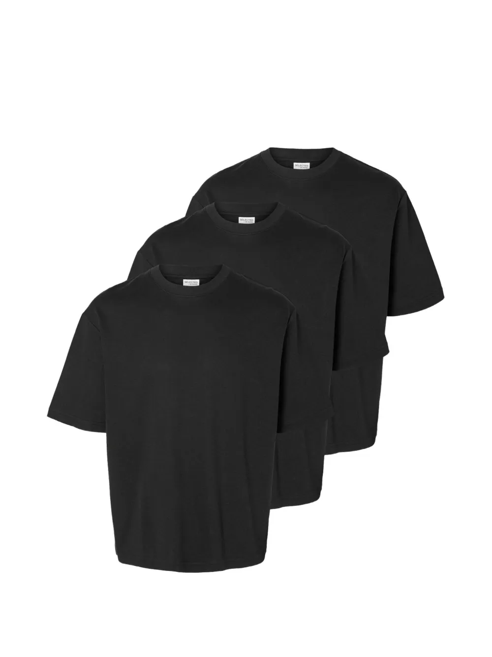 SELECTED 3 pack loose-fit t-shirt - Nero