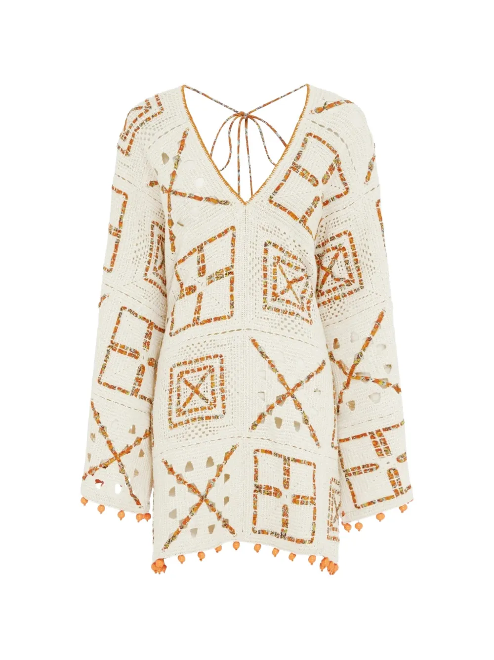 ALEMAIS Marva crochet pom-pom mini dress - Toni neutri