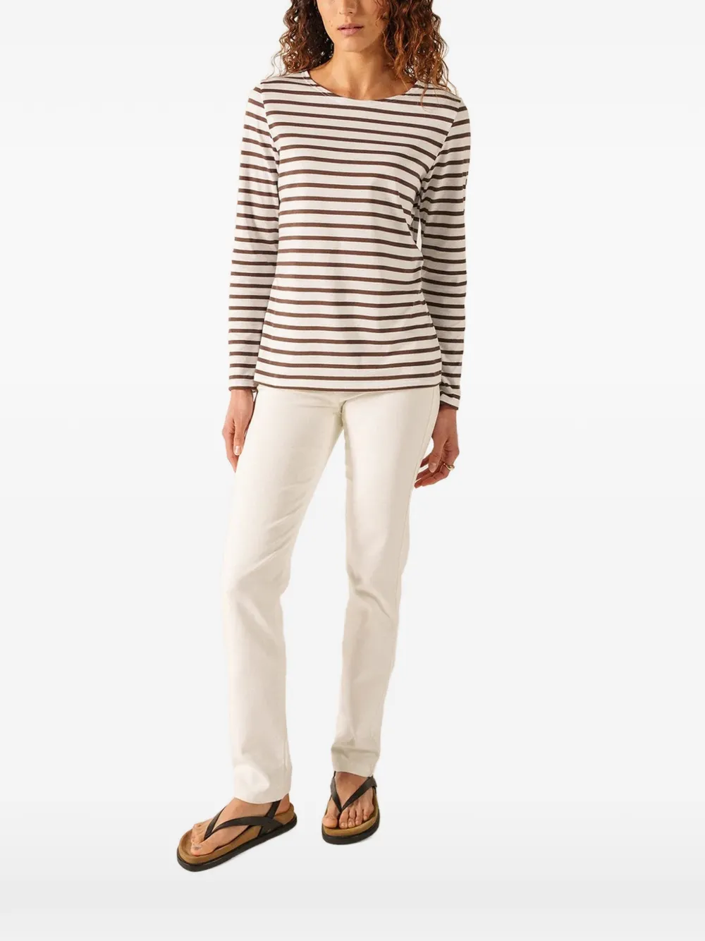 Saint James Minquidame Breton striped long-sleeved t-shirt - Bianco