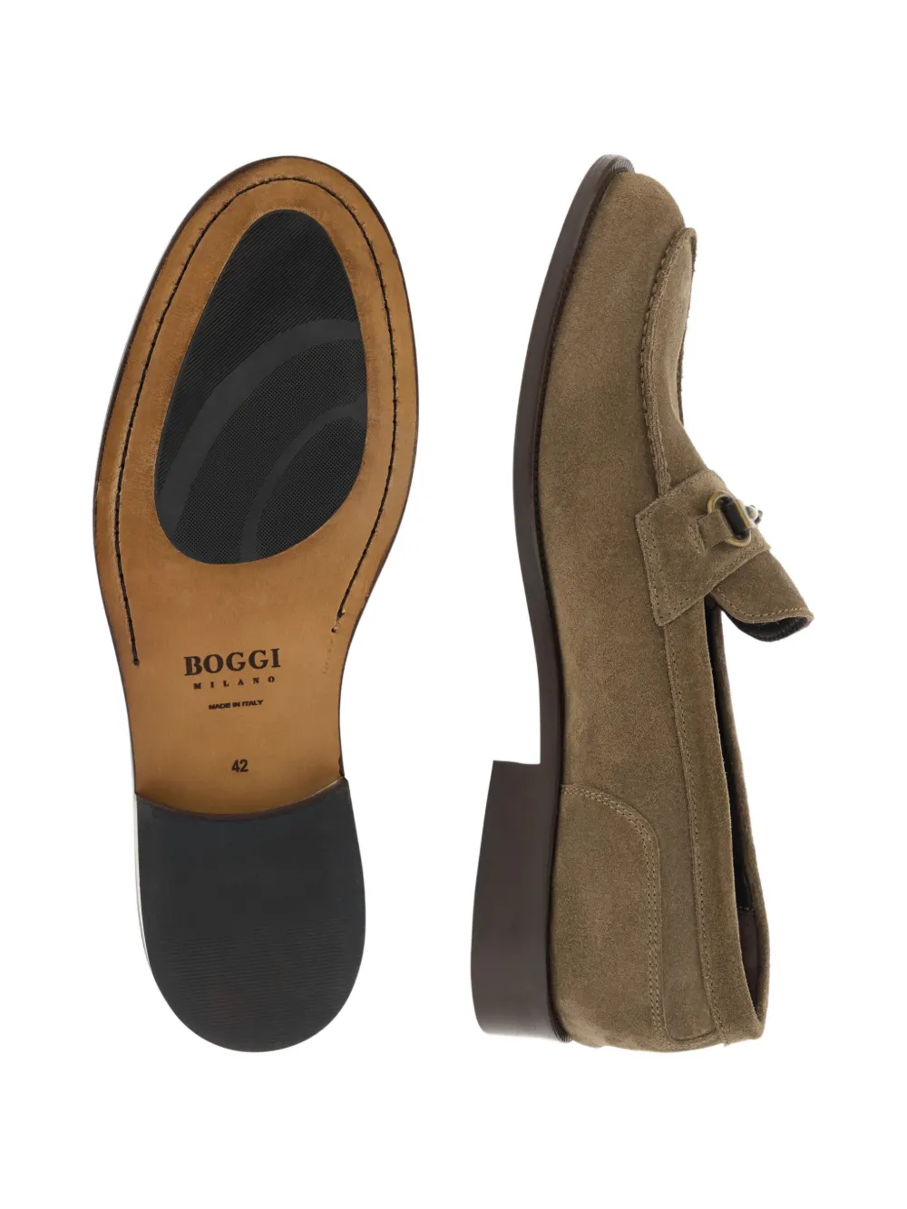 Boggi Milano suede horsebit loafers Bruin