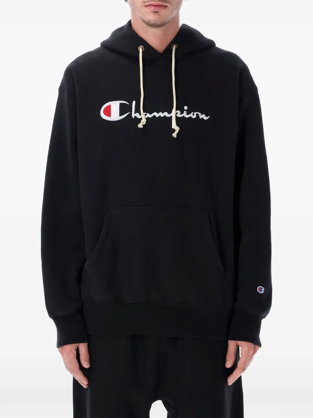 Champion logo-embroidered drawstring hoodie - Schwarz