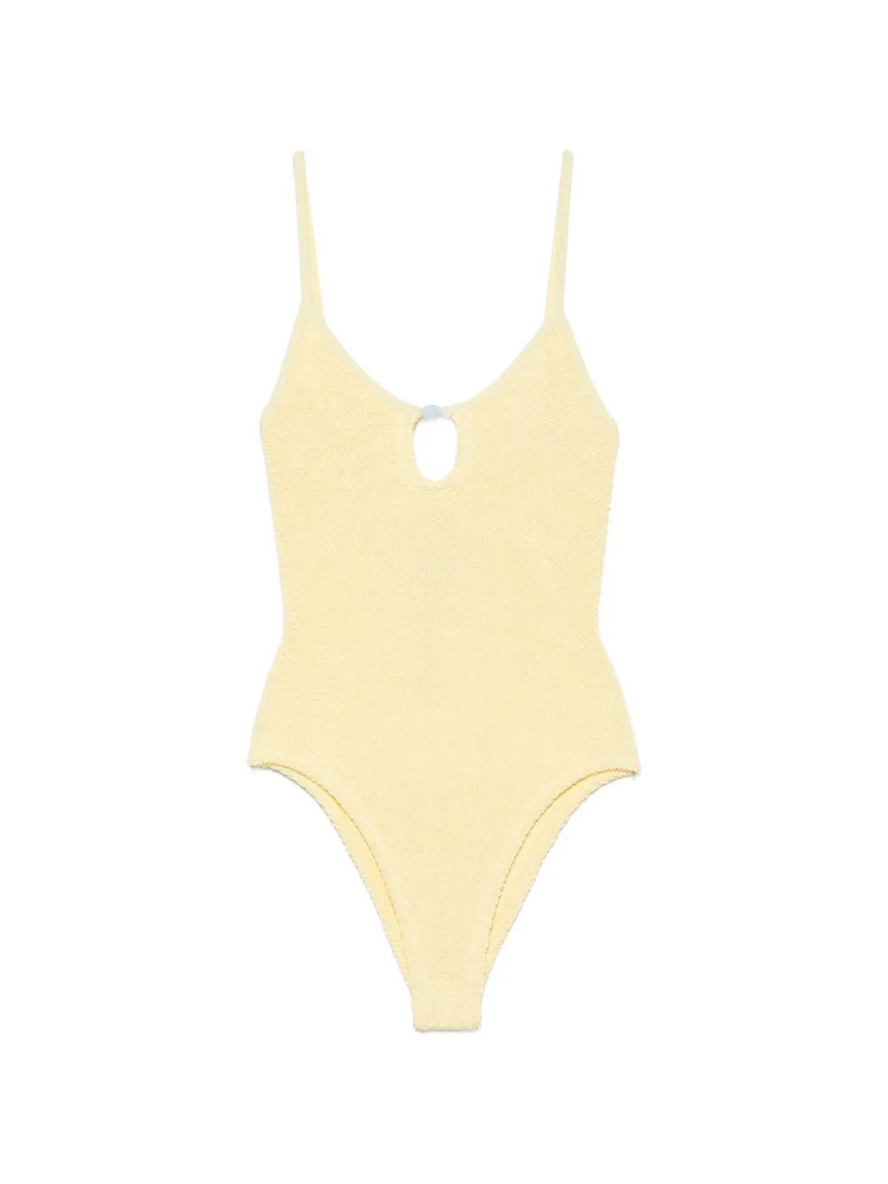 Hunza G Mia bead-embellished crinkle-effect swimsuit - Giallo