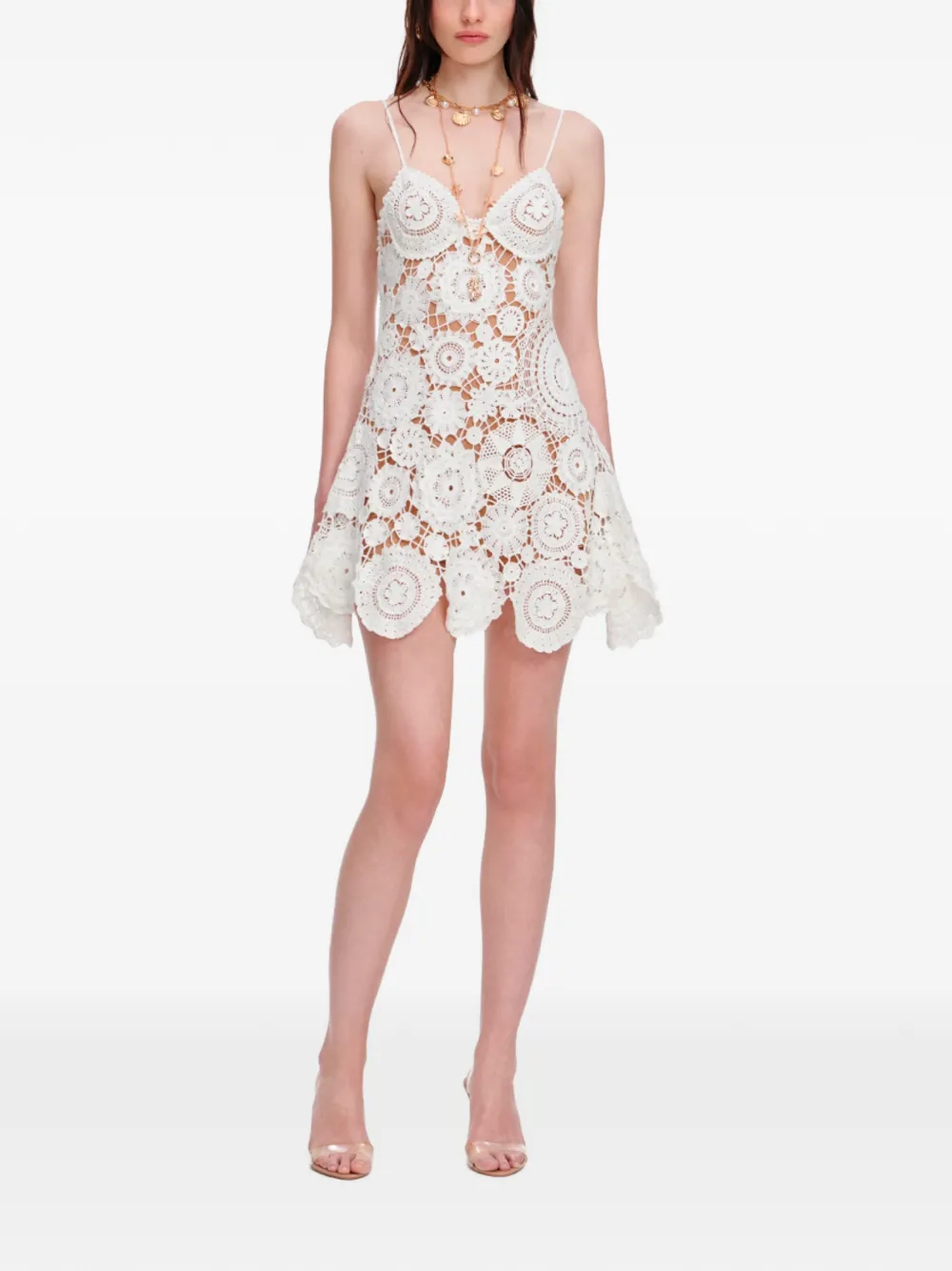 green emerald velvet dress White Floral Lace Midi Dress – self-portrait-US main image 0
