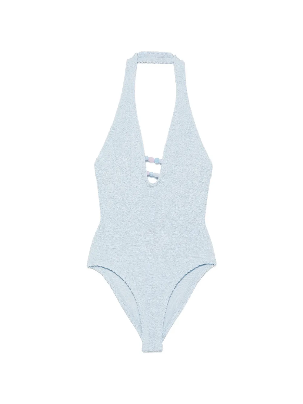 Hunza G Adriana bead-embellished halterneck swimsuit - Blu