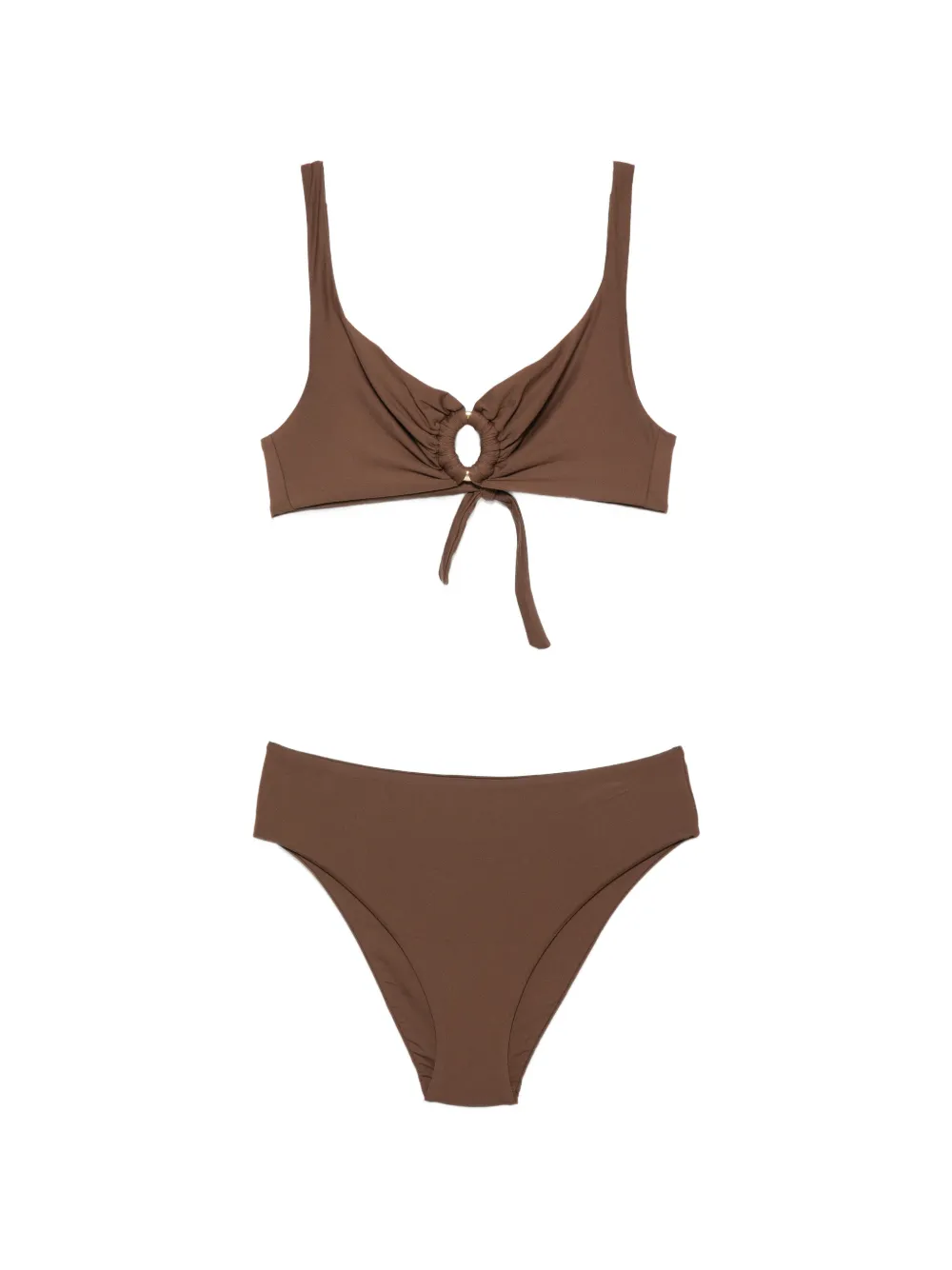 Fisico ring-detail tie-fastening bikini - Marrone
