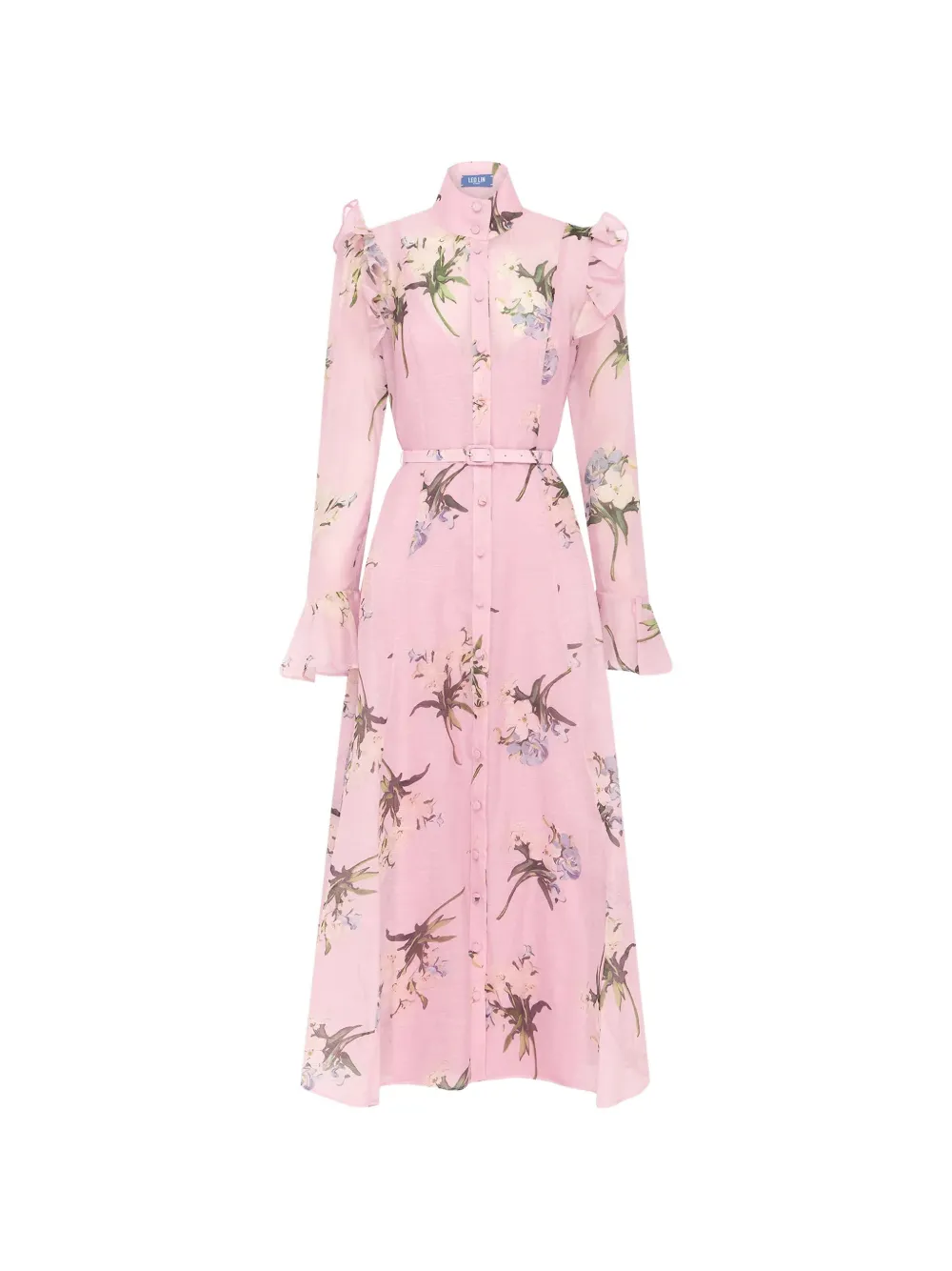 Leo Lin Katrina floral-print ruffled midi dress - Rosa