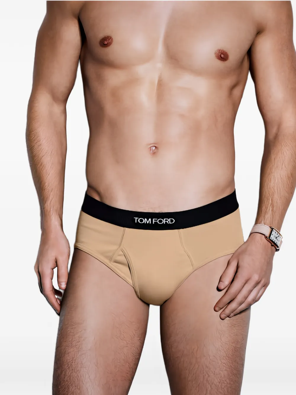TOM FORD Slip met logoband Beige