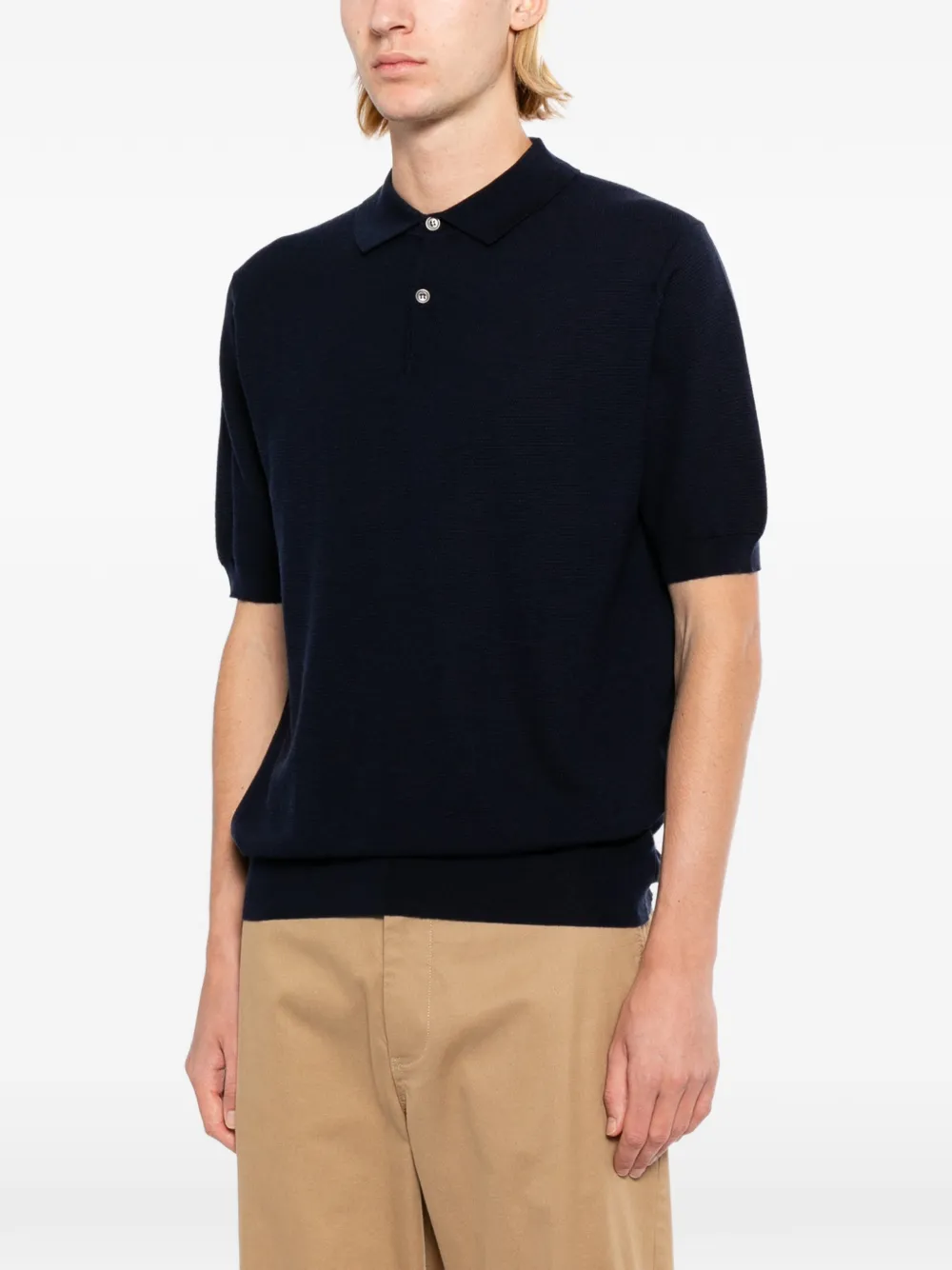 John Smedley 14Singular poloshirt Blauw