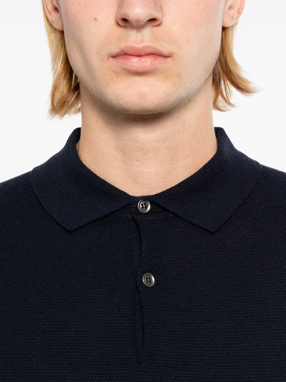 John Smedley 14Singular poloshirt Blauw