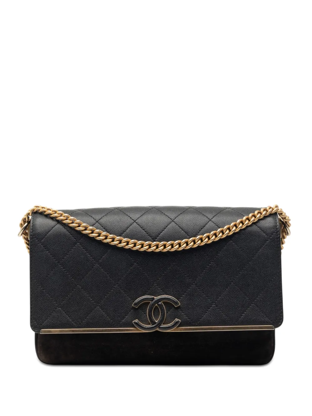 CHANEL Pre-Owned 2018-2019 CC Stitched Caviar and Suede Lady Coco Flap shoulder bag - Schwarz