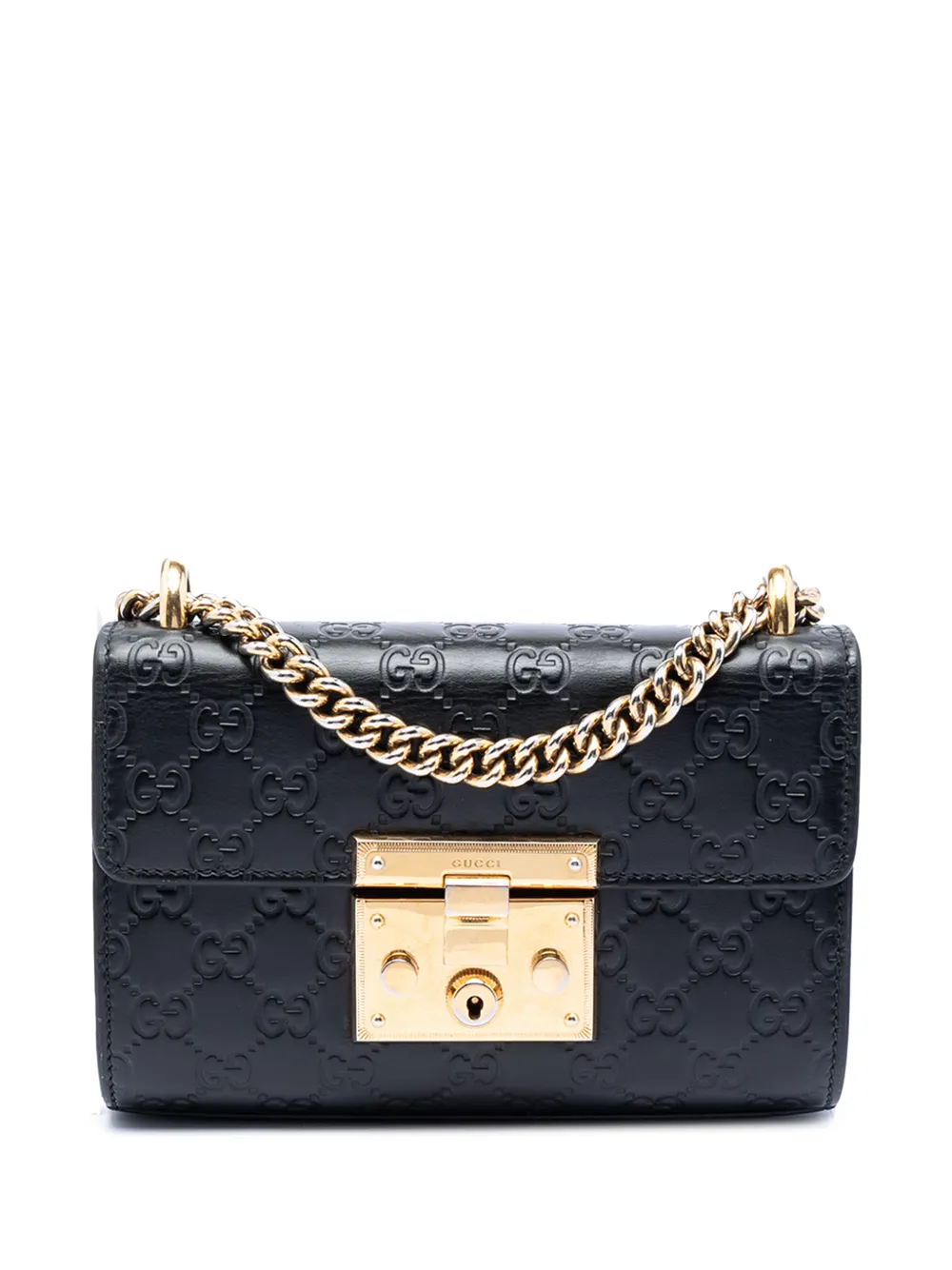 Gucci Pre-Owned 2016-2026 Small Guccissima Padlock crossbody bag - Nero