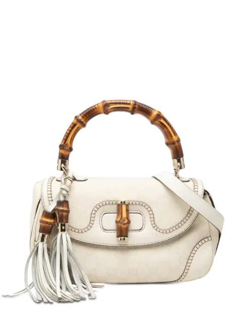 Gucci Pre-Owned 2000-2015 mittelgroße New Bamboo Satchel-Tasche aus GG Canvas