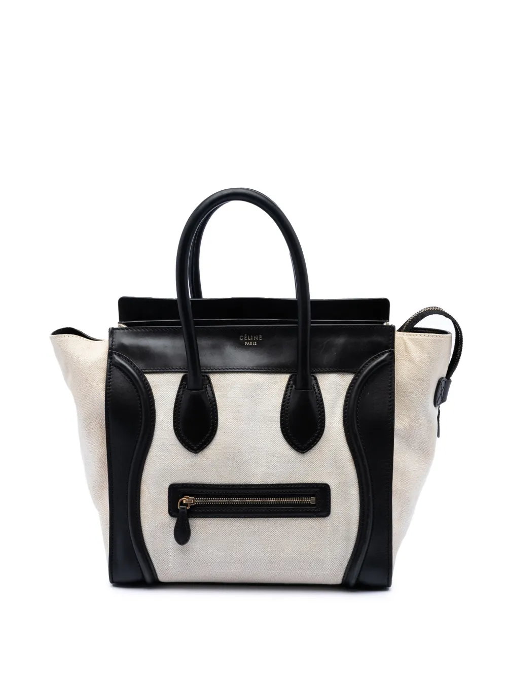 Celine Pre-Owned 2011 Mini Bicolor Canvas and Leather Luggage Tote handbag - Marrone