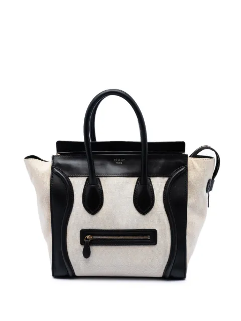 Celine Pre-Owned 2011 ミニ バイカラーキャンバス＆レザー ラゲージ トート ハンドバッグ
