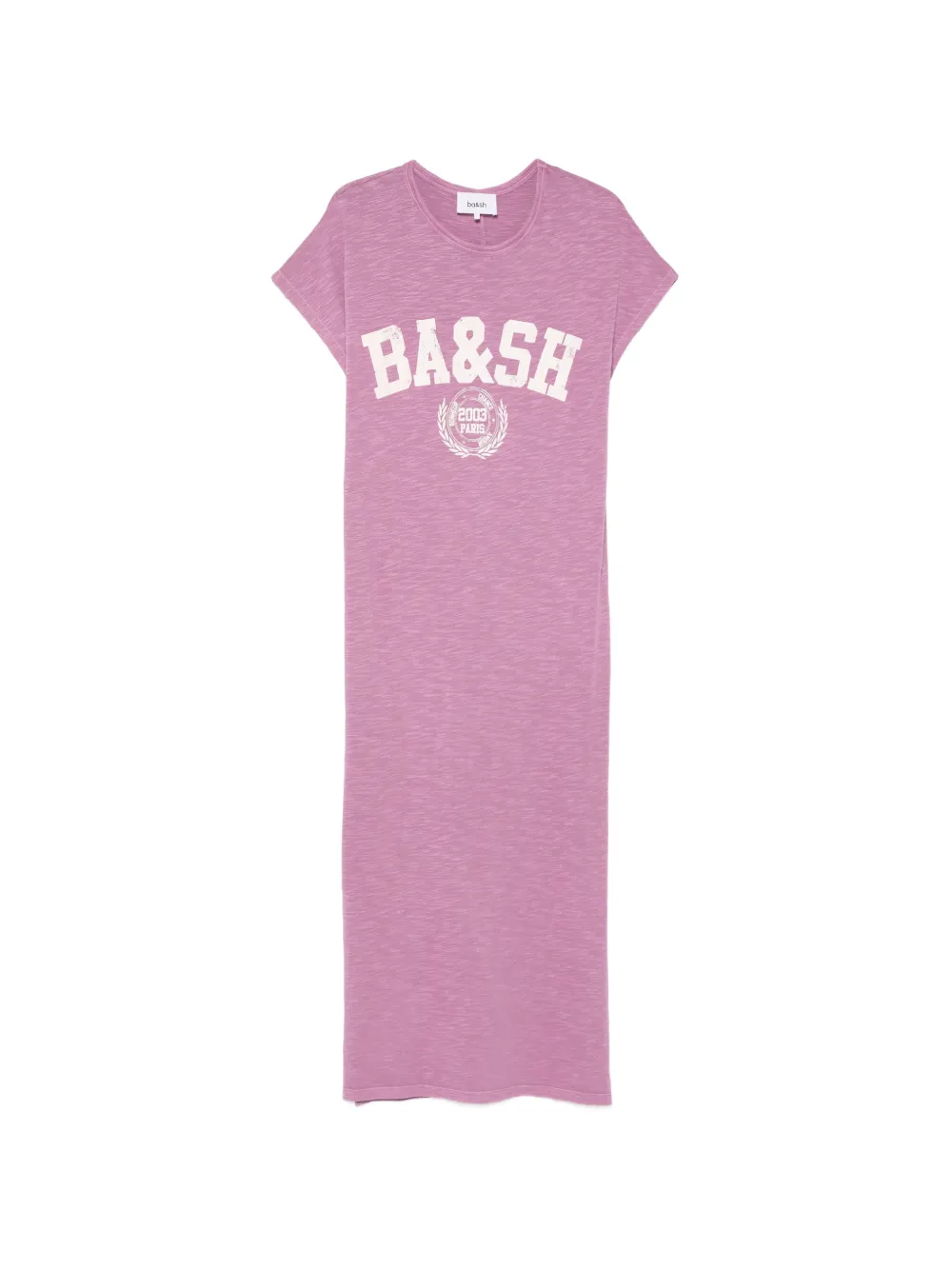 Ba&Sh Civi logo-print slub-texture midi dress - Rosa