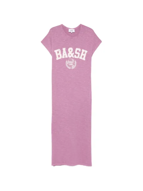 Ba&Sh Civi logo-print slub-texture midi dress