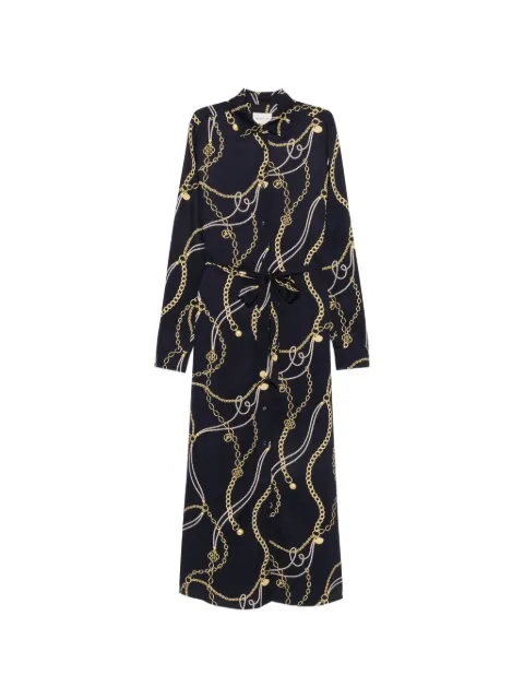 Gant chain-print belted shirt midi  dress