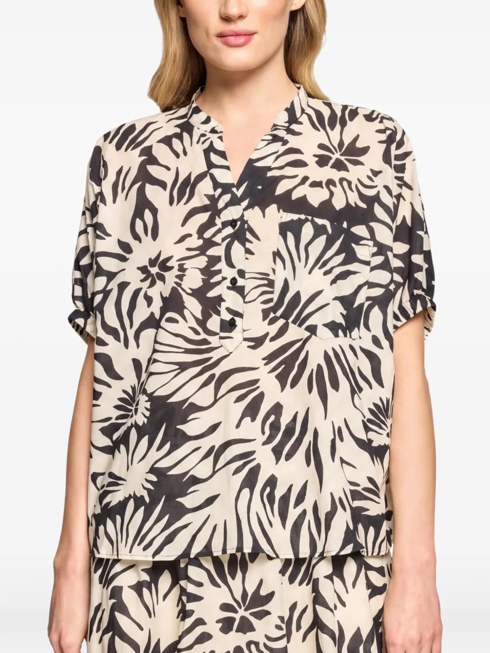 VERA MONT floral-print puff-sleeve blouse - Toni neutri