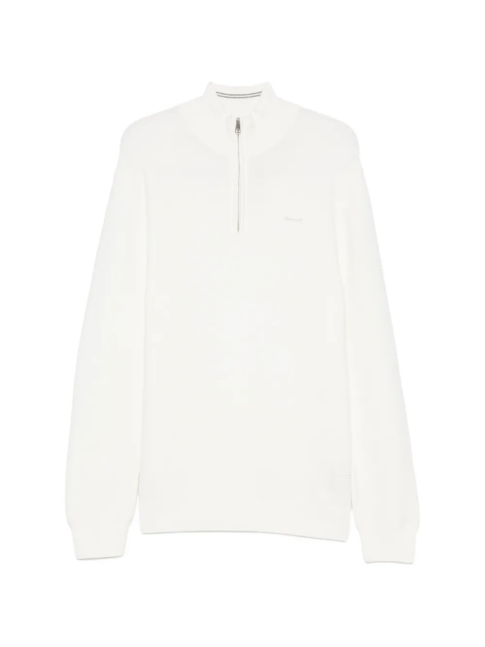 Gant quarter-zip ribbed-knit sweater - Nude