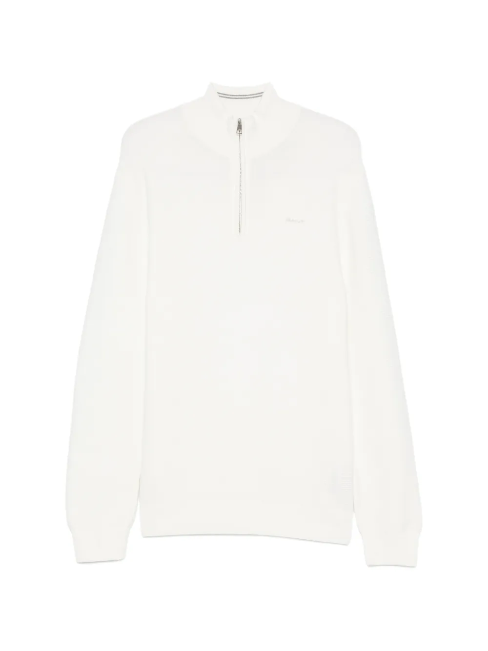 Gant quarter-zip ribbed-knit sweater - Nude