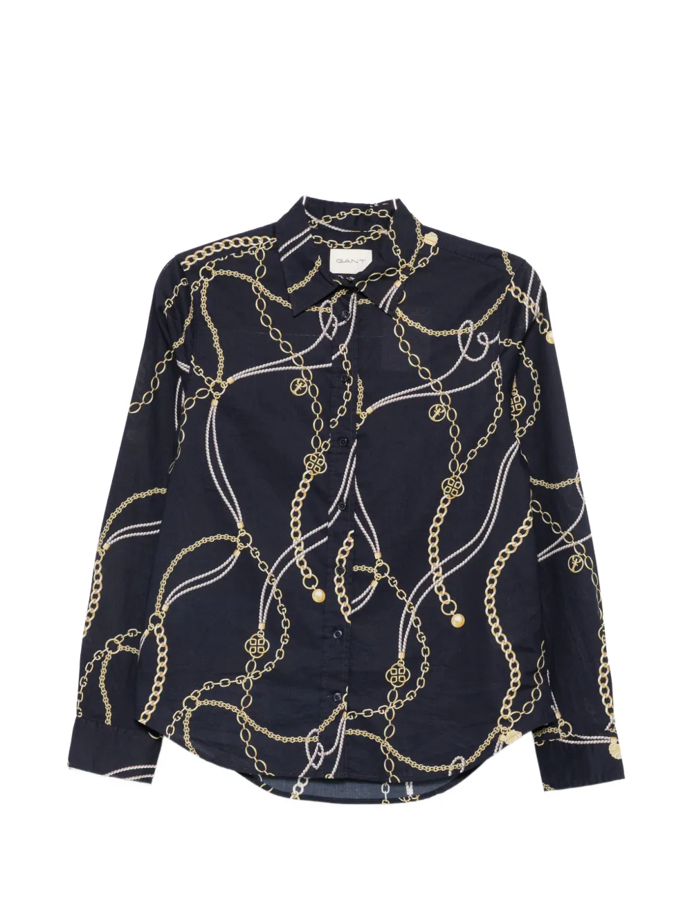 Gant chain-print long-sleeved shirt - Blu