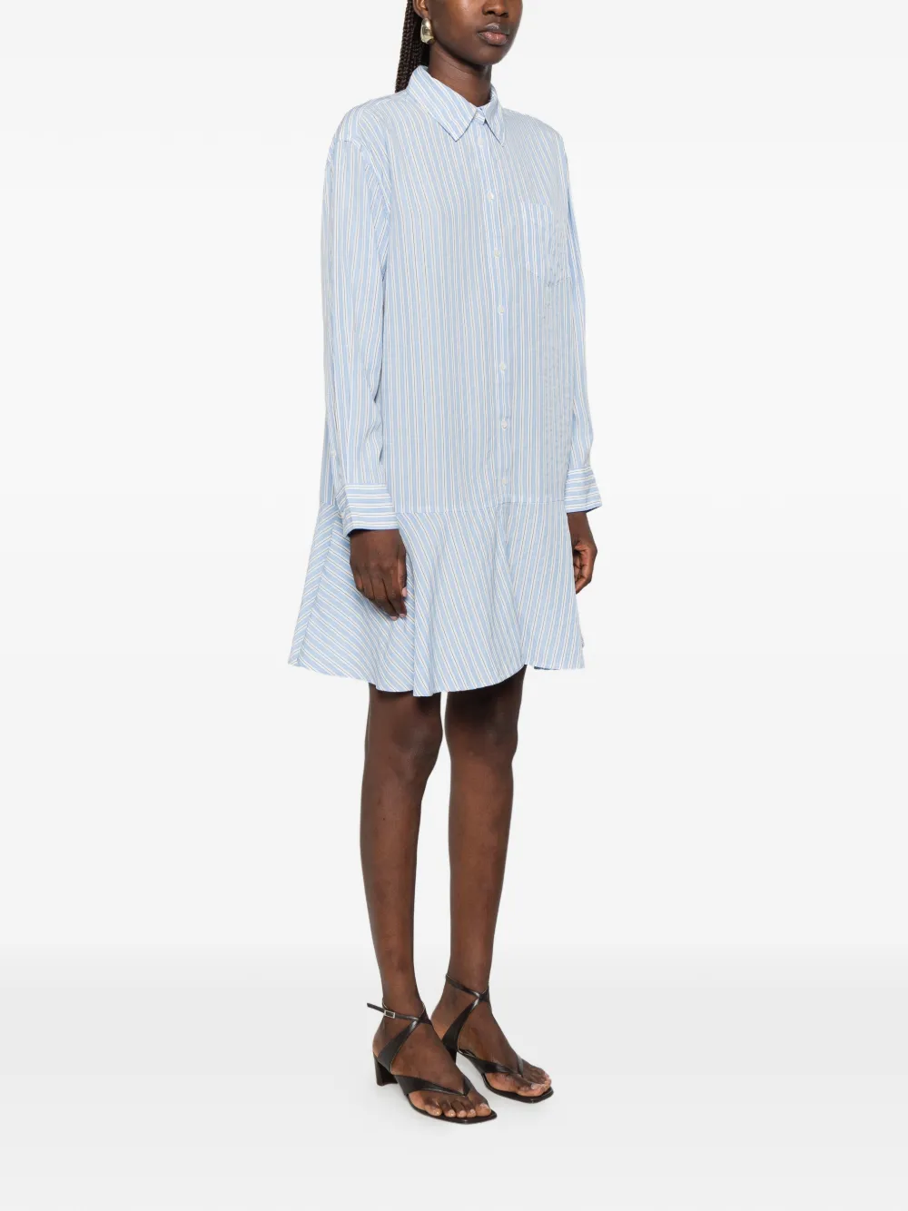 Gant mini-jurk met verlaagde taille en verticale streep Blauw